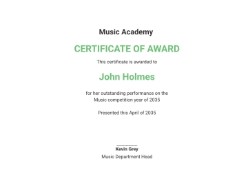 Free Music Award Certificate Template to Edit Online
