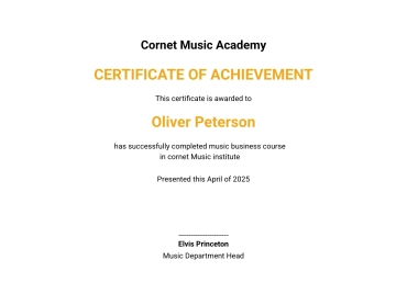 Free Music Business Certificate Template to Edit Online