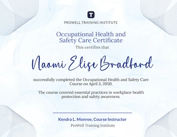 Free Occupational Health and Safety Care Certificate Template to Edit Online