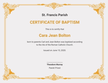 Free Customizable Baptism Certificate Template to Edit Online