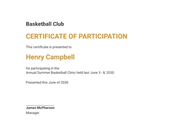 Free Customized Basketball Certificate Template to Edit Online
