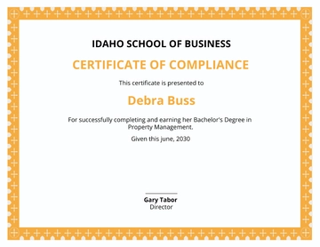 Free Property Management Certification Template to Edit Online