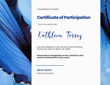 Free Painting Participation Certificate Template to Edit Online