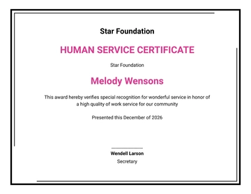 Free human services certificate Template to Edit Online