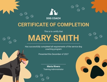 Free Emotional Support Dog Certificate Template to Edit Online