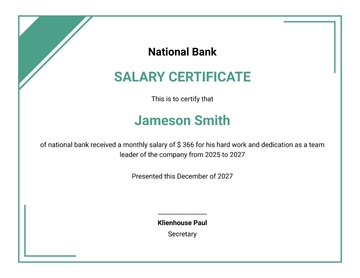 Free Salary Verification Certificate Template to Edit Online