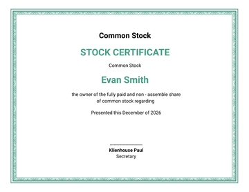 Free Stock Purchase Certificate Template to Edit Online