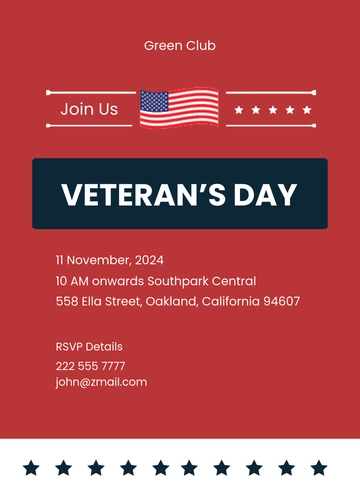 Free Veterans Day Invitation Template to Edit Online