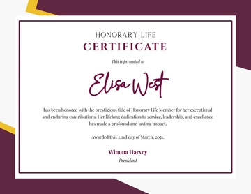 Free Honorary Life Certificate Template to Edit Online