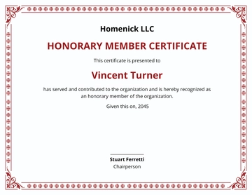 Free Certificate Of Honorary Membership Template to Edit Online