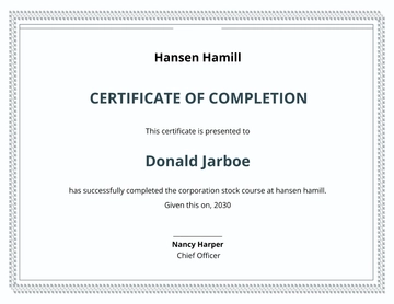 Free Corporation Stock Certificate Template to Edit Online