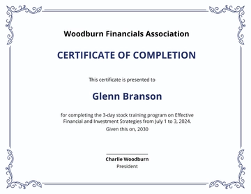 Free Financial Corporation Stock Certificate Template to Edit Online