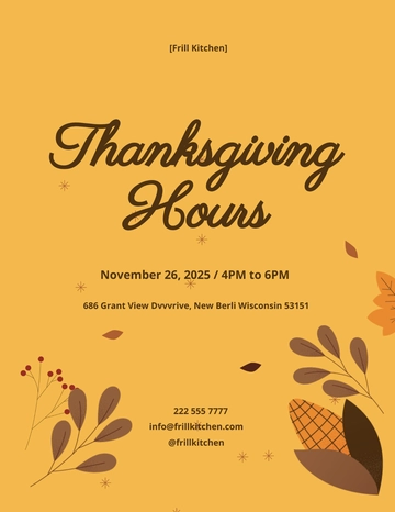 Free Thanksgiving Hours Flyer Template to Edit Online