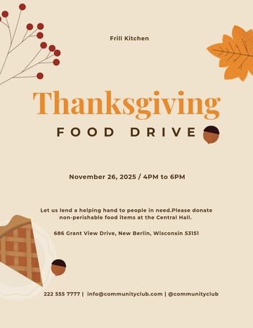 Free Thanksgiving Food Drive Flyer Template to Edit Online | Template.net