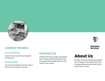 Free Swimming Pool Cleaning Service Brochure Template to Edit Online