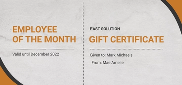 Free Employee of the Month Gift Certificate Template to Edit Online