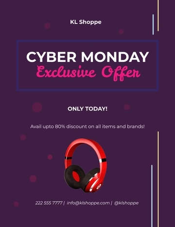 Free Cyber Monday Exclusive Offer flyer Template to Edit Online