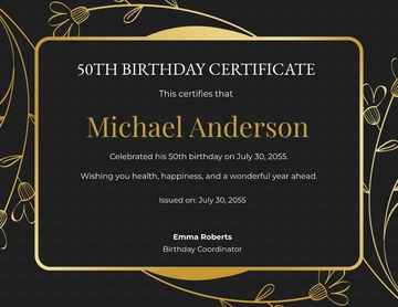 Free Happy 50th Birthday Certificate Template to Edit Online | Template.net