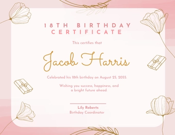 Free 18th Birthday Certificate Template to Edit Online | Template.net