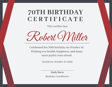 Free 70th Birthday Certificate Template to Edit Online | Template.net