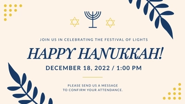 Free Hanukkah Party Facebook Event Cover Template to Edit Online
