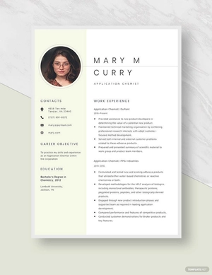 Application Chemist Resume