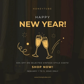 Free Vintage Happy New year Instagram Post Template to Edit Online
