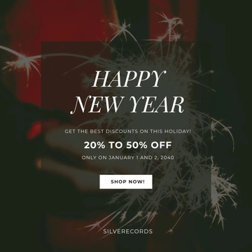 Free Simple New Year Instagram Post Template to Edit Online