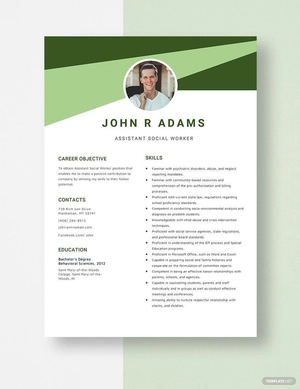 Assistant Social Worker Resume