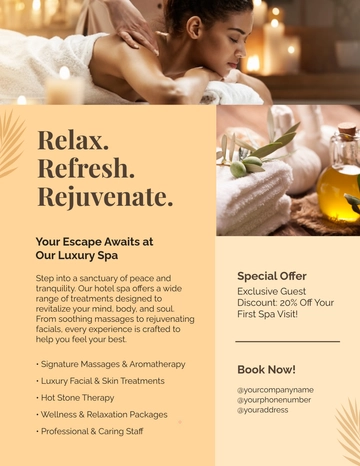 Free Hotel Spa Flyer Template to Edit Online Free Hotel Spa Flyer Template to Edit Online