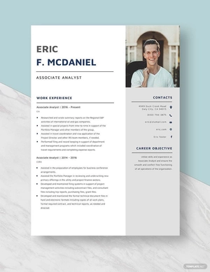 Associate Analyst Resume