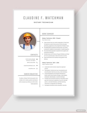 Dietary Technician Resume