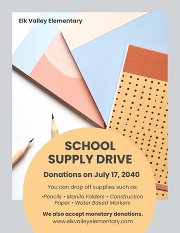 Free School Supply Drive Flyer Template to Edit Online