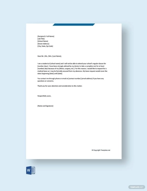 Medical Leave Letter for School