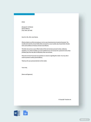 Rent Increase Letter