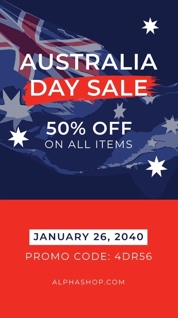 Free Australia Day Sale Promotion Whatsapp Post Template to Edit Online