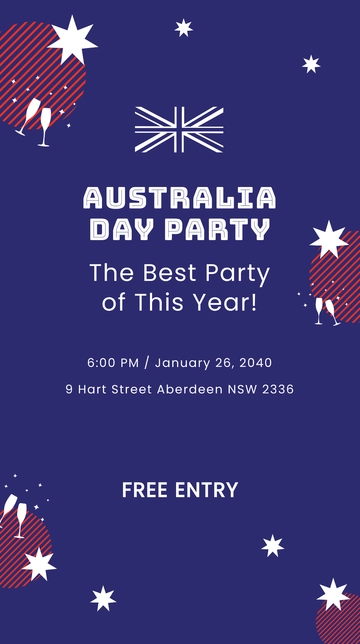 Free Australia Day Party Whatsapp Post Template to Edit Online