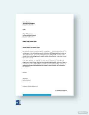 30 day Eviction Letter Template