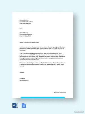 Eviction Letter Template