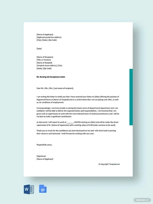 Nursing Job Acceptance Letter