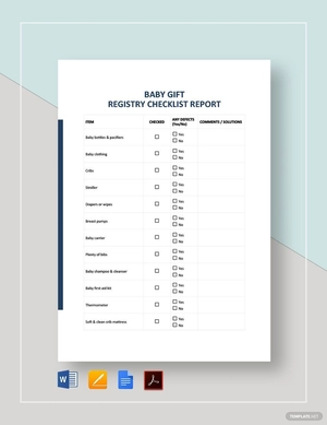 Baby Gift Registry Checklist Template