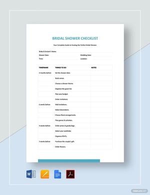 Bridal Shower Checklist Template Bridal Shower Checklist Template