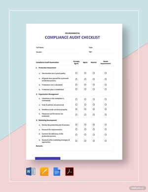 Compliance Audit Checklist Template