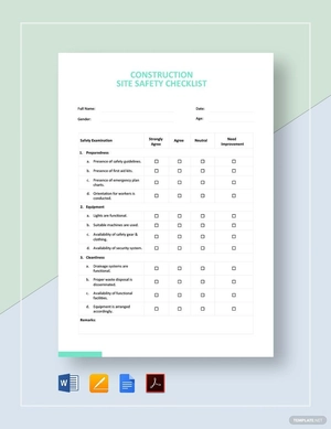 Construction Site Safety Checklist Template