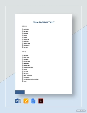 Dorm Room Checklist Template