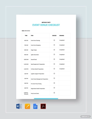 Event Venue Checklist Template