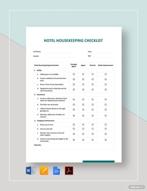Hotel Housekeeping Checklist Template