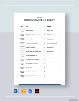 House Renovation Checklist Template