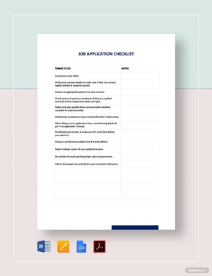 Job Application Checklist Template