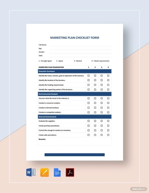 Marketing Plan Checklist Form Template Marketing Plan Checklist Form Template